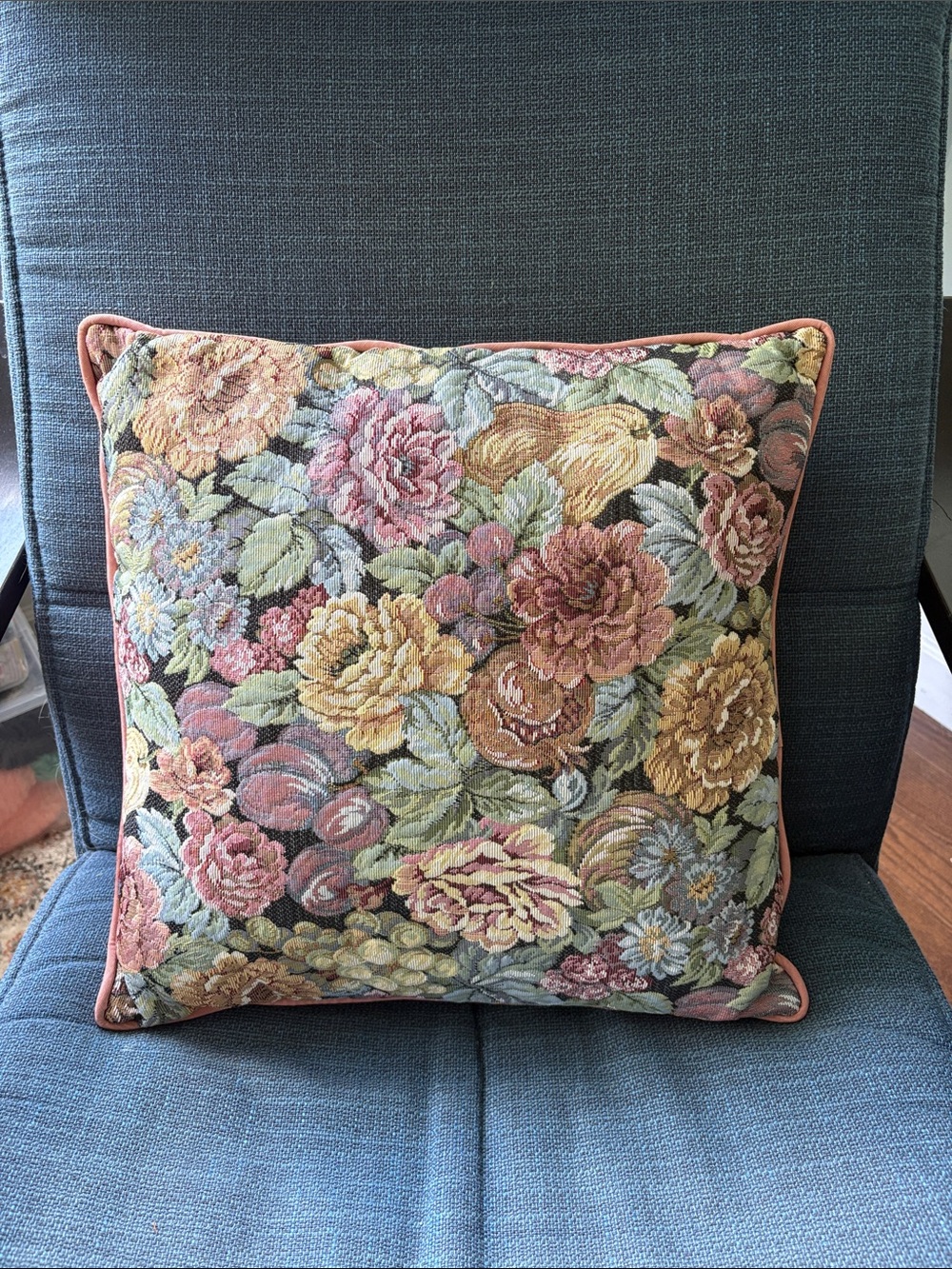 Vintage Jaquard Floral Tapestry Pillow